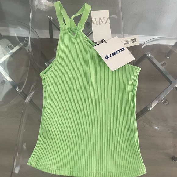 Zara Green Camisole Top with Sleek Silhouette - Picture 2 of 3